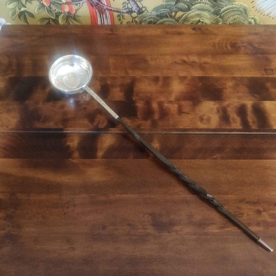 Antique 1758 George 11 toddy / punch ladle whale bone handle truly stunning!