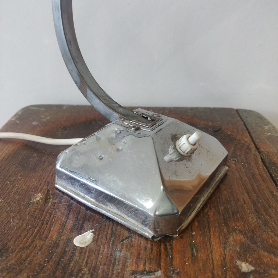 Antique 1920s Art Deco chrome bankers lamp