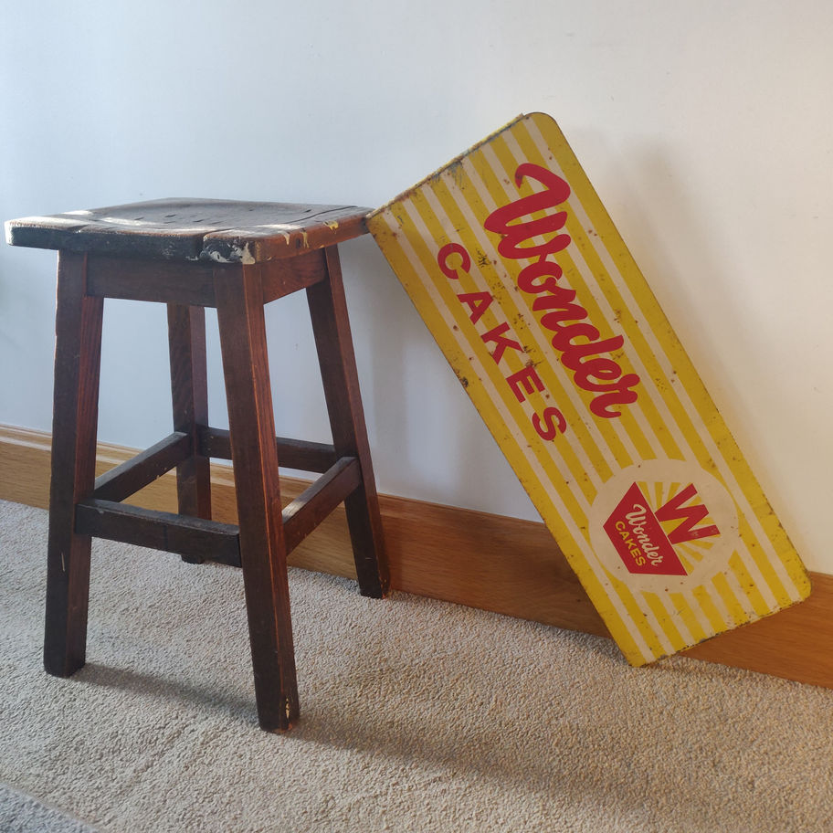 Vintage metal incredibly vibrant Wonder Cakes sign