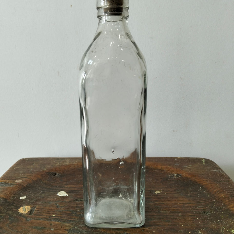 Vintage Clear Glass Bottle with Original Metal Screw Cap