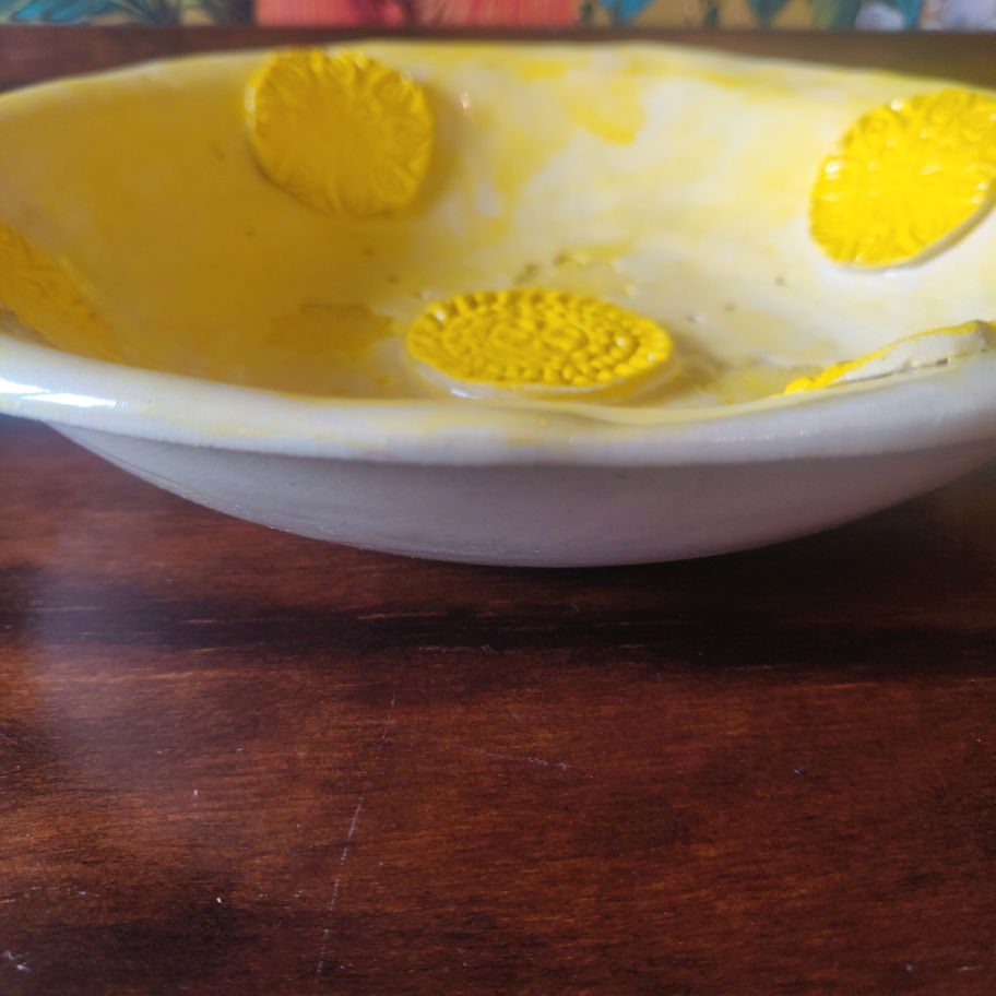 Vintage studio pottery bowl or dish hand made and glazed probably European ?