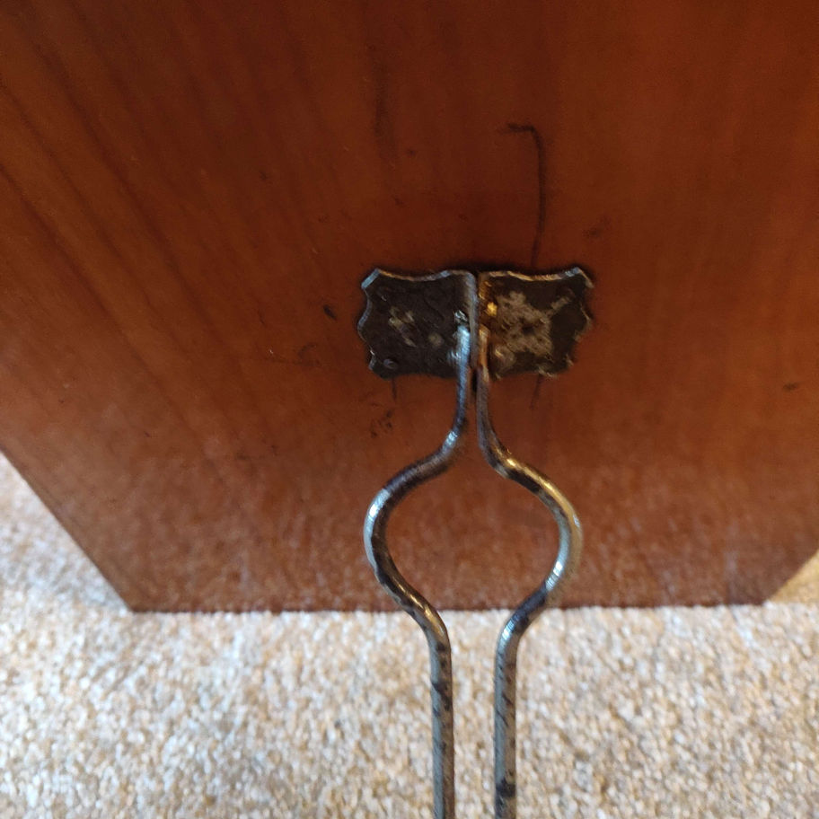 Vintage arts and crafts 1940s oak and bevelled edge copper corner table mirror