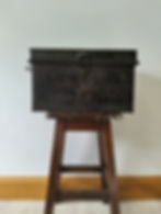 Vintage early 20th century Industrial Black Metal Deed / Storage Box lovely aged