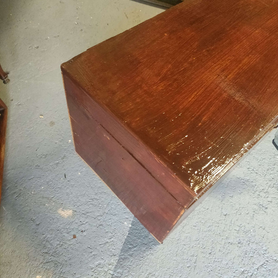 Vintage scratch built pine tool or toy box with padlock