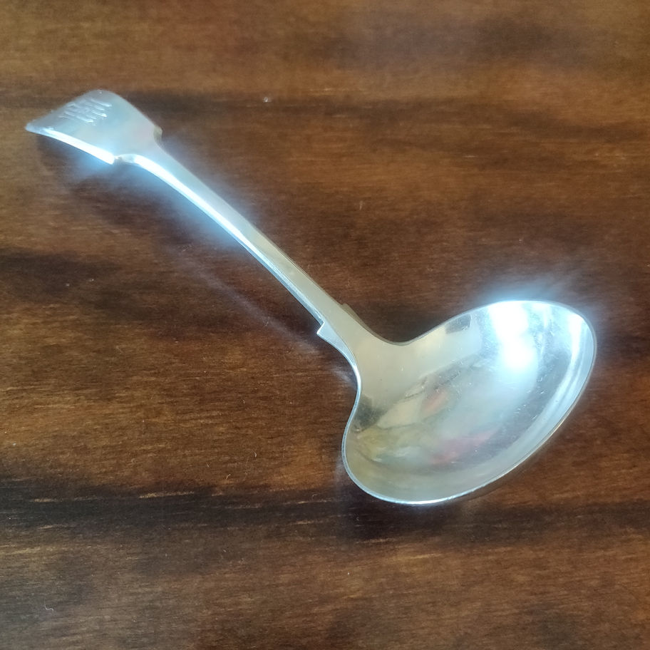 Antique early 20th century ep electro plate hand made sauce ladle rare !!