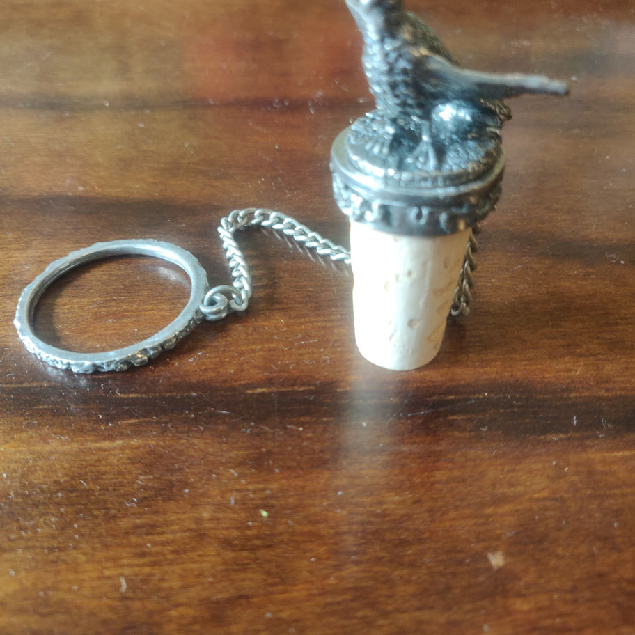 Vintage The Famous Grouse whiskey pewter stopper with chain