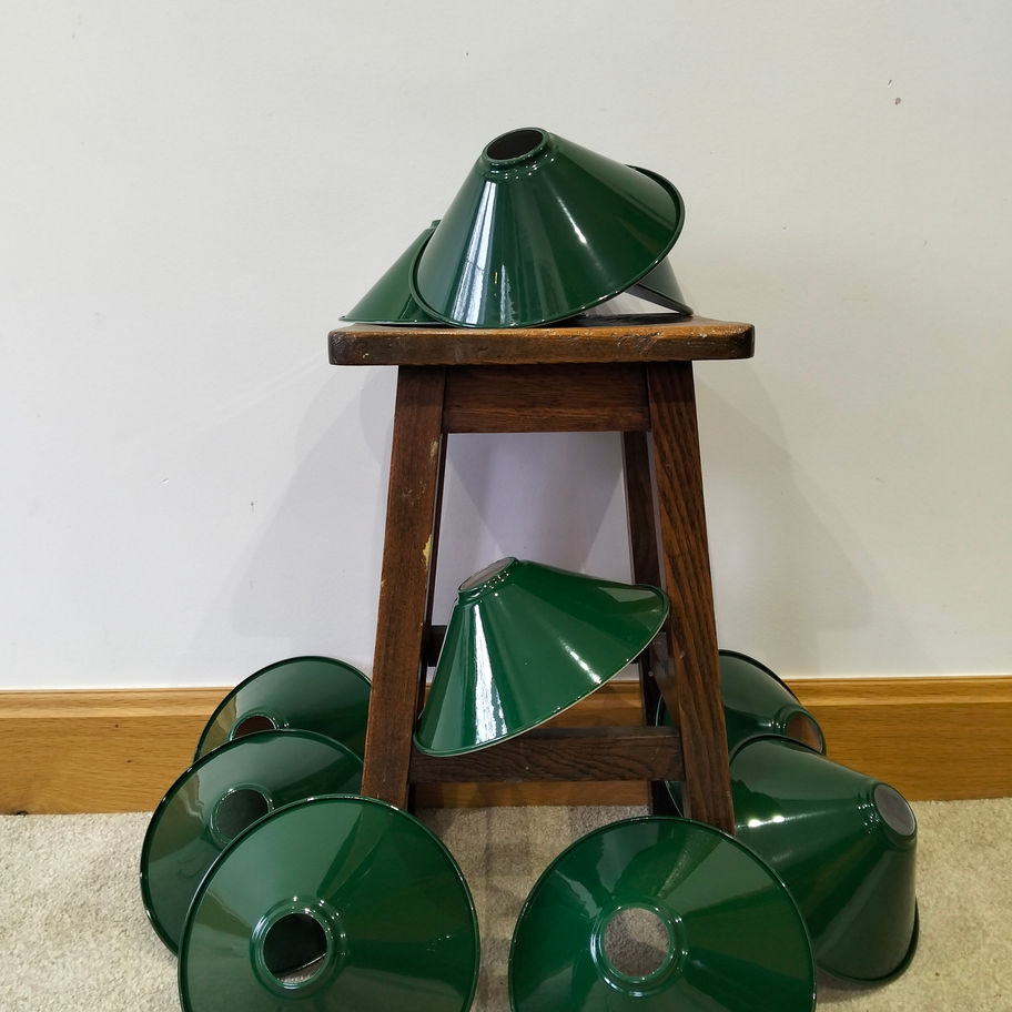 Vintage Industrial style Green Enamel Pendant Light Shades set of 10 or single