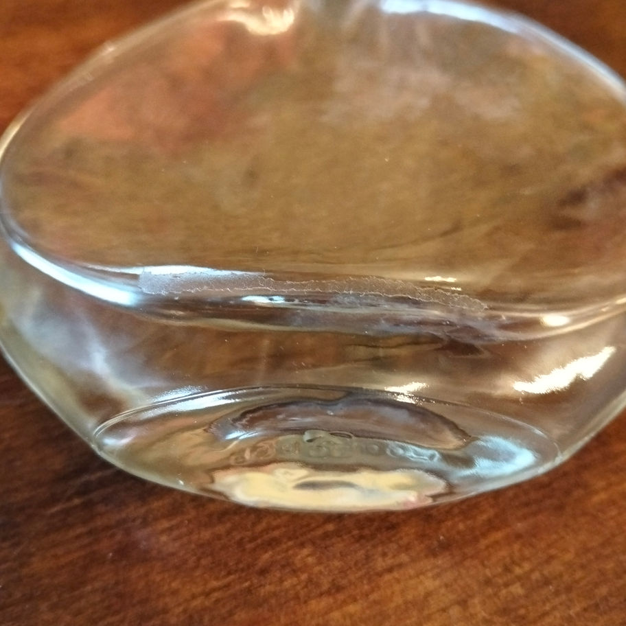 Vintage Clear Glass perfume bottle with Stopper makers stamp to base