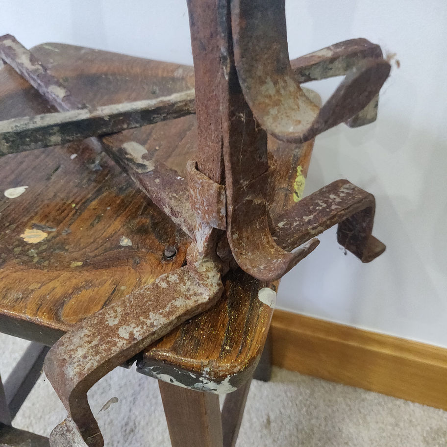 Antique early 20th century pair of firedogs or andirons unusual holders castiron