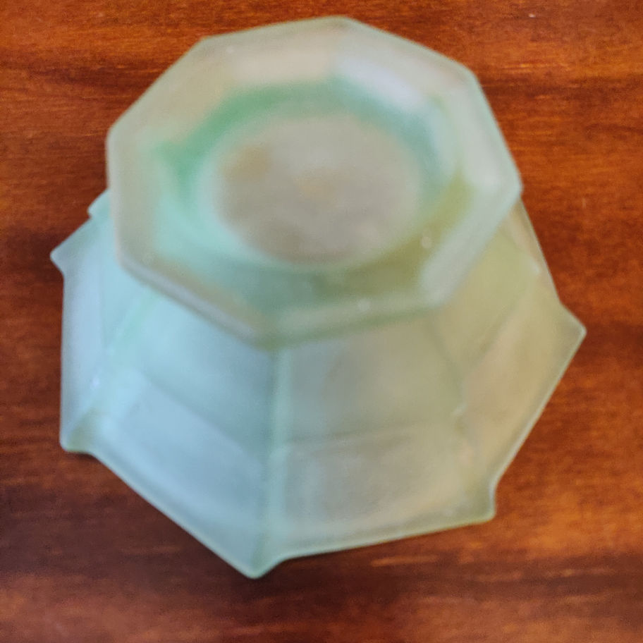 Antique art deco 1920s uranium glass dressing table jar incredible condition