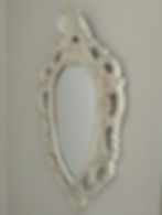 Vintage Rococo Revival Wooden Wall Mirror Cream Ornate French Baroque Mirror