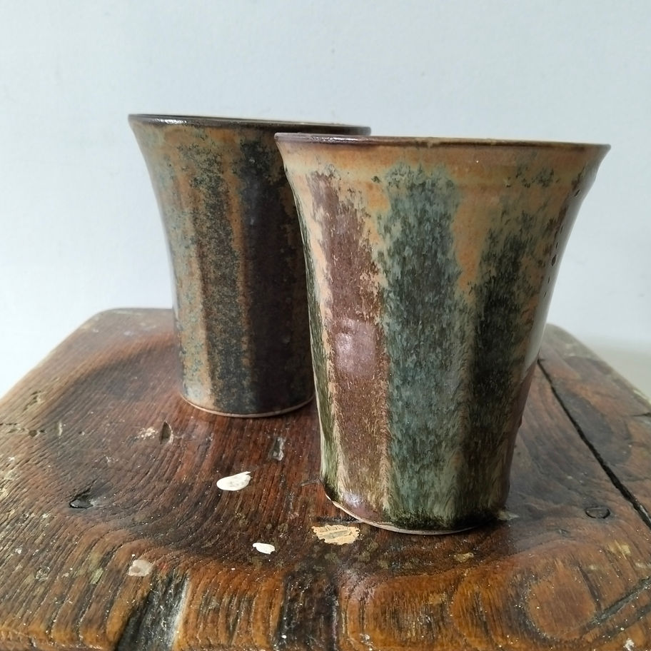 Vintage hand made and painted studio vases possibly by Rob Hand