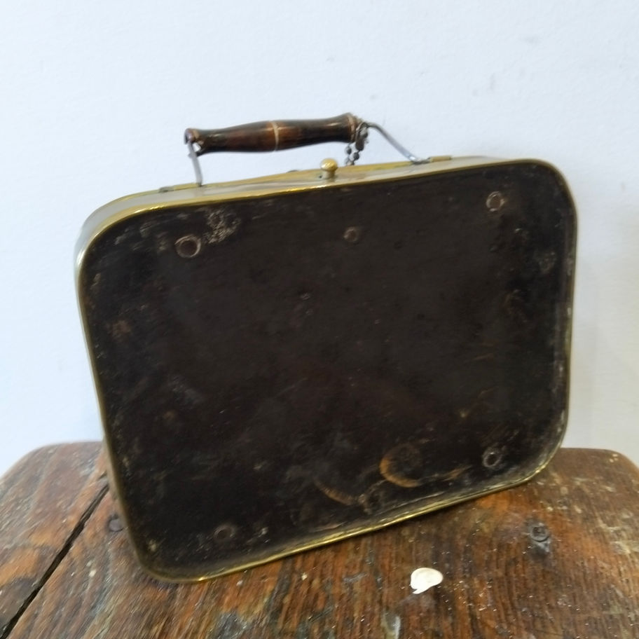 Antique Victorian late 19th or early 20th century brass chaufferette stoker