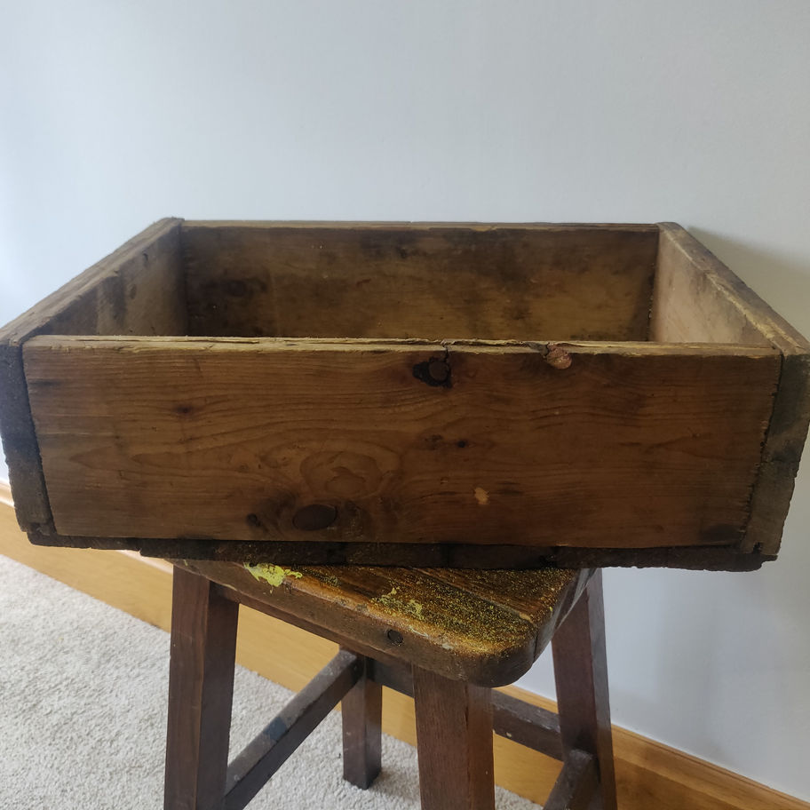 Vintage early 20th century oak crate original not reproduction