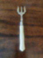 Antique 1913 Edwardian silver collared Trident searing fork