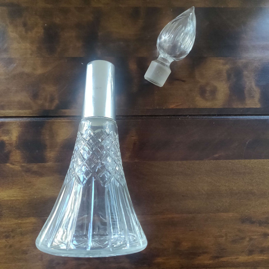 Antique we believe London 1903 silver hallmarked dressing table perfume bottle