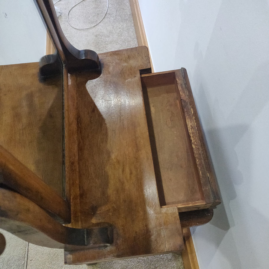 Antique late 19th century arts and crafts mahogany dressing table swing mirror