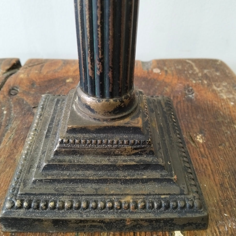 Antique Victorian late 19th or early 20th century Corinthian brass candle stick