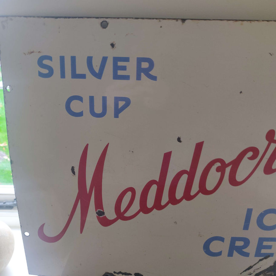 Vintage enamel 1940s Meddocream ice cream sign