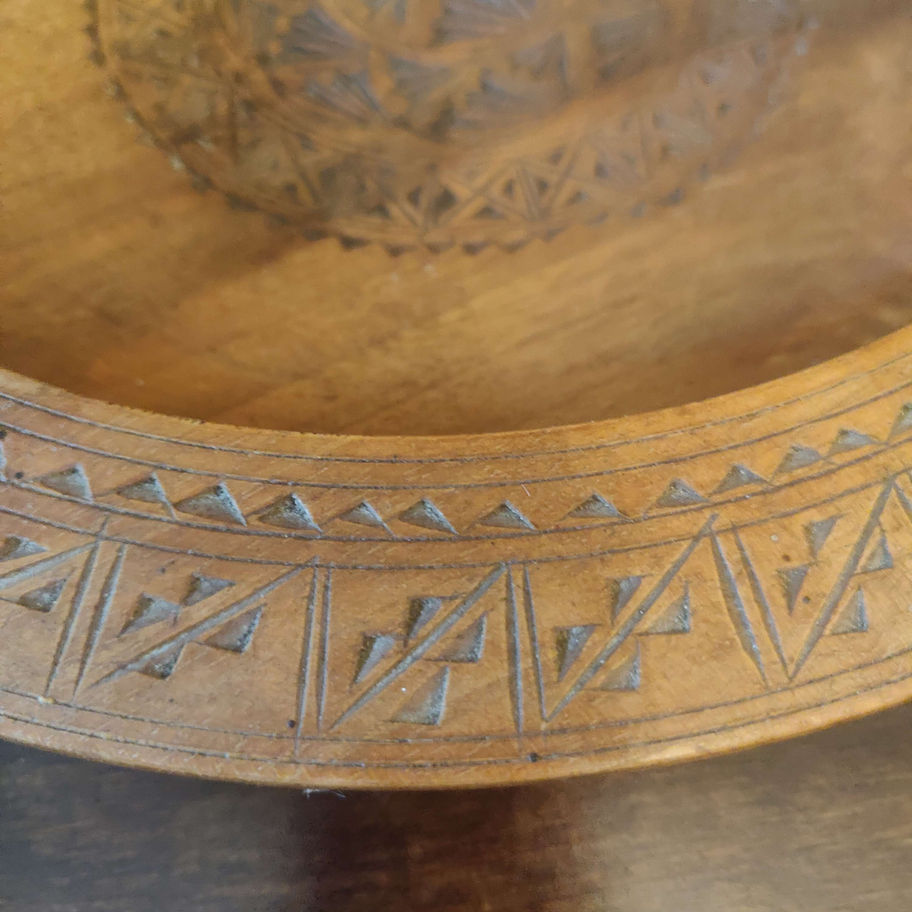 Vintage wooden dished hand carved bowl