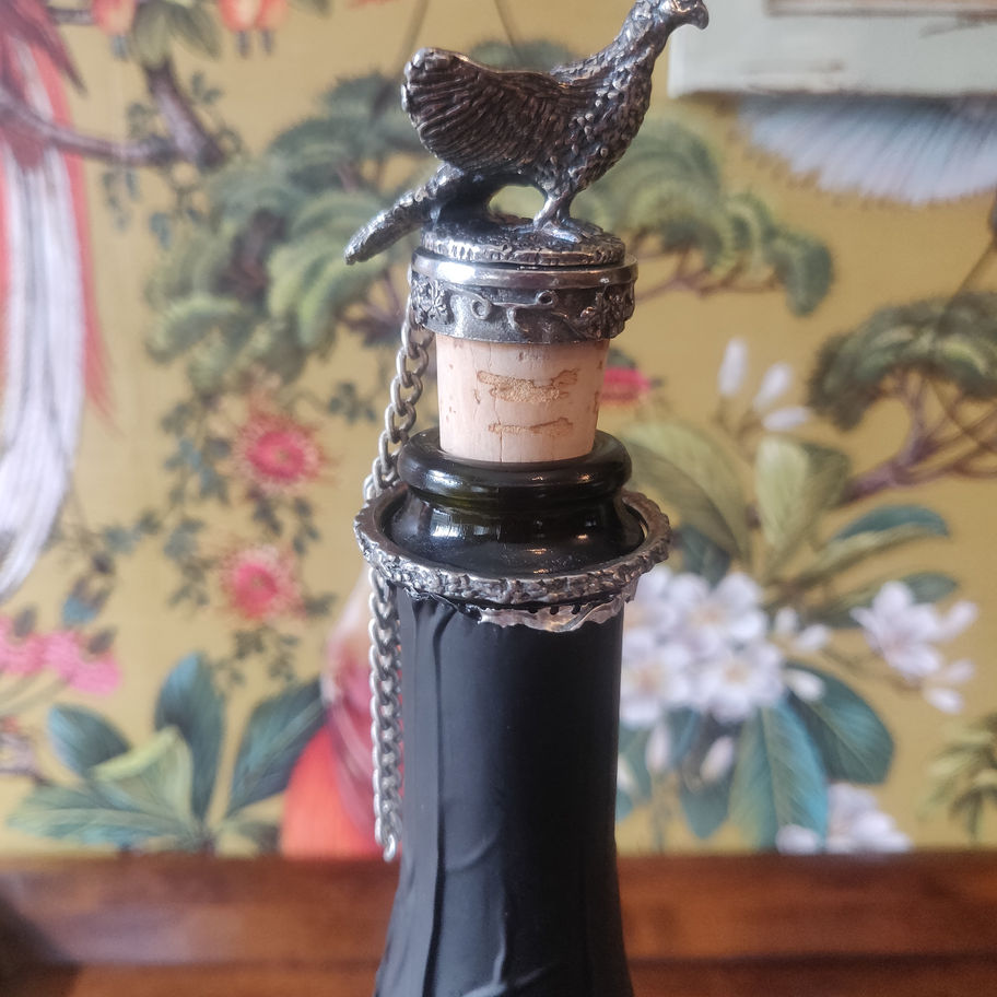 Vintage The Famous Grouse whiskey pewter stopper with chain