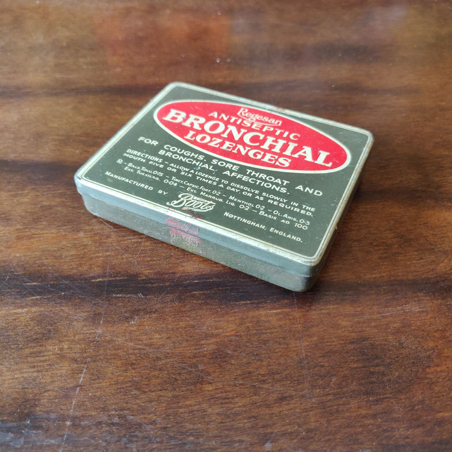 Vintage 1940s /50s boots bronchial lozenges tin