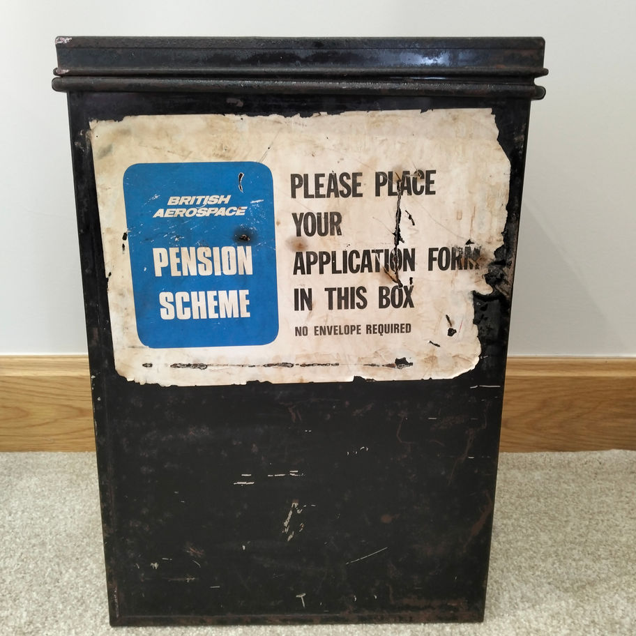Vintage British Aerospace Pension Scheme Industrial Metal Application Box No. 17