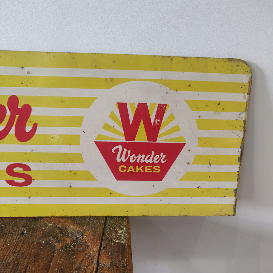 Vintage metal incredibly vibrant Wonder Cakes sign