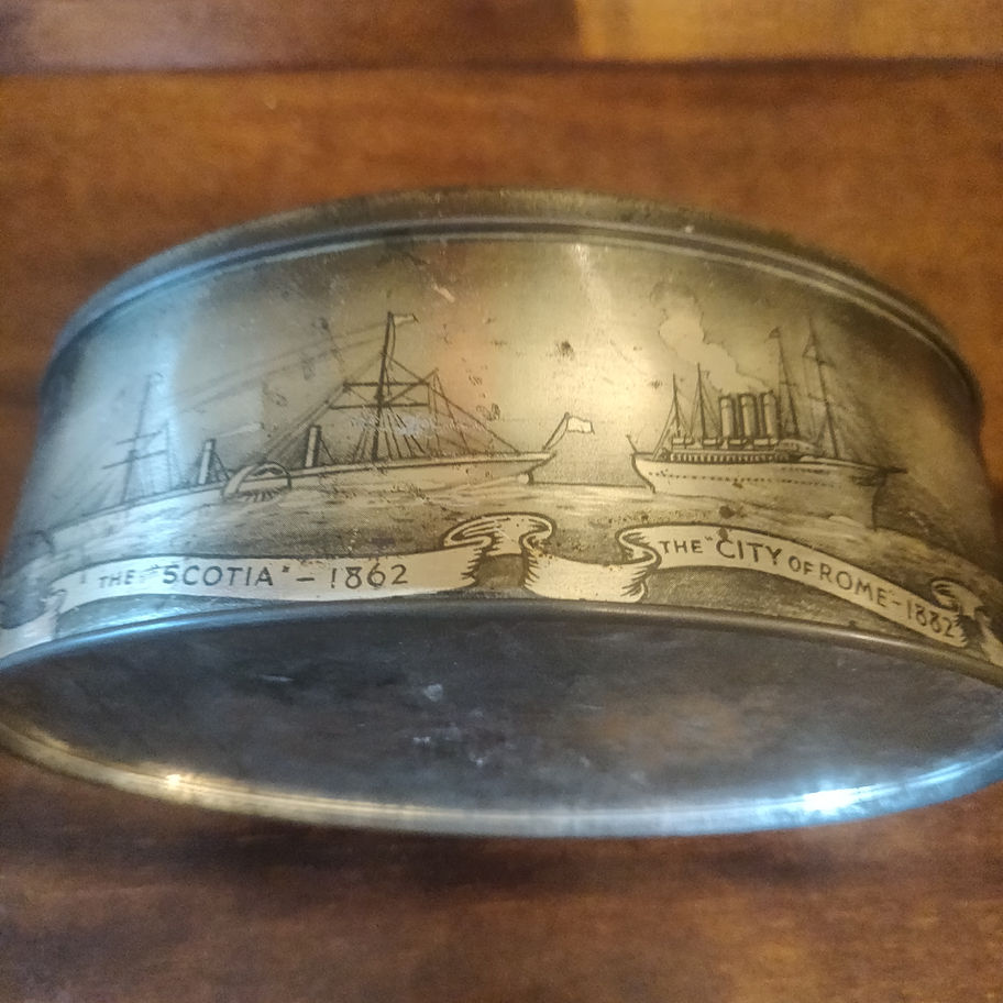 Vintage mid century Benson toffee tin featuring the queen Mary and other ships