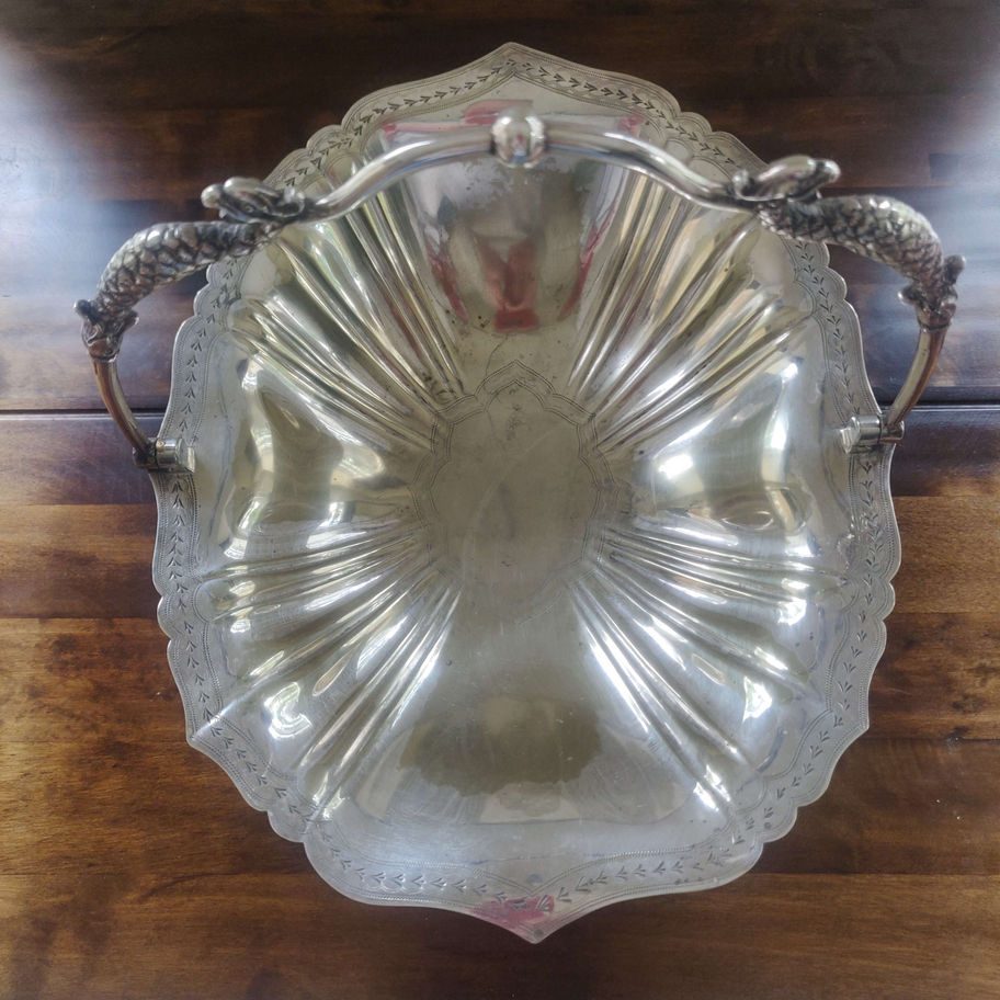 Antique Victorian silver plate serving dish
