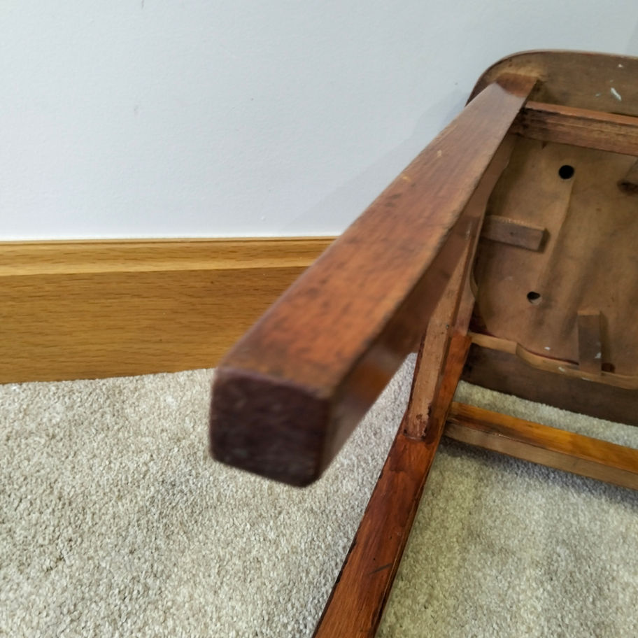 Vintage Wooden Stools with Red Upholstered Seats – Mid-Century Utility Charm