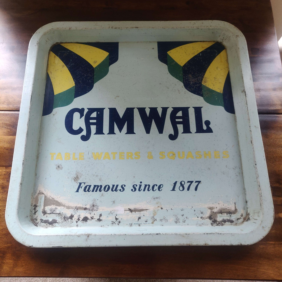 Antique/ vintage camwal table water metal tray
