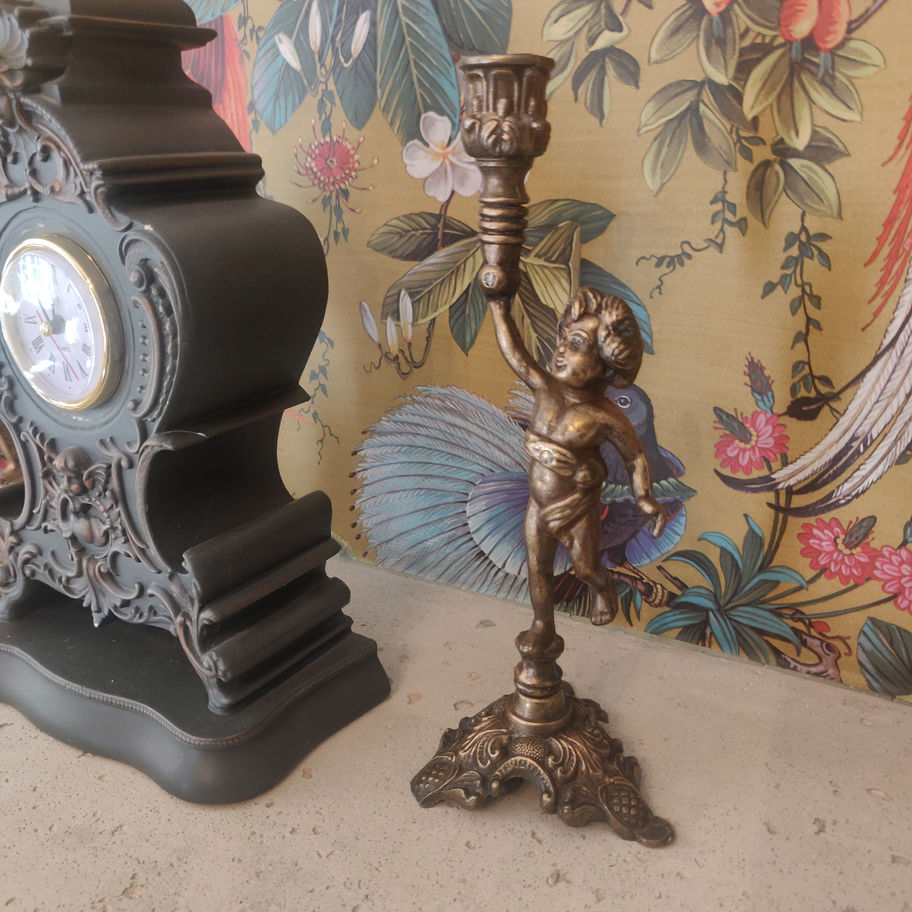 Vintage pair ( facing each other shows they are a pair) brass Italian candle