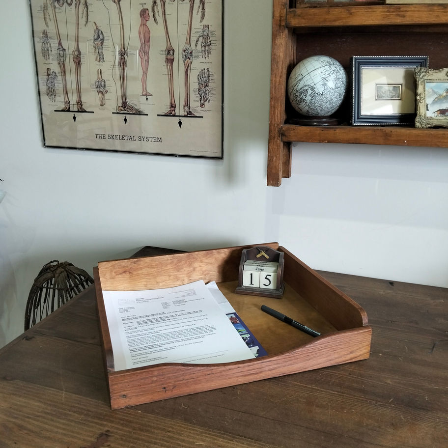 Vintage Dovetailed Wooden Tray | Rustic Desk Tray | Wooden Serving /Display Tray