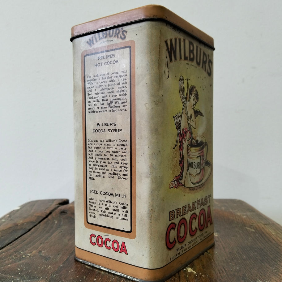 Vintage Wilbur’s Breakfast Cocoa Tin (1lb) – Cupid Design – Philadelphia
