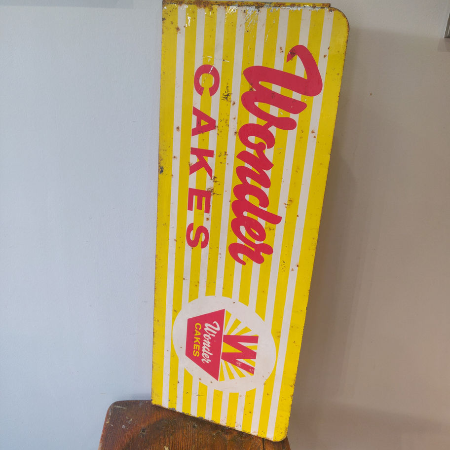 Vintage metal incredibly vibrant Wonder Cakes sign