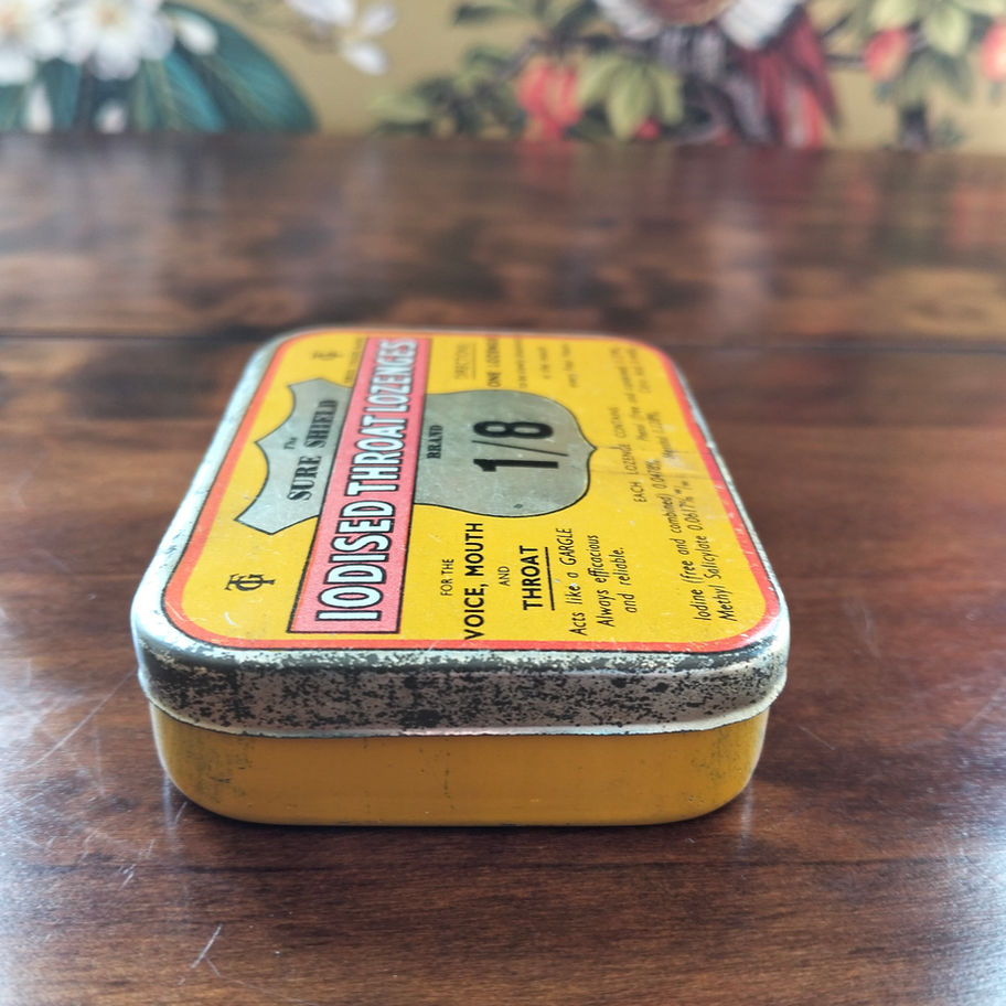 Vintage “Sure Shield” Iodised Throat Lozenges Tin By Thos. Guest & Co., Ltd.