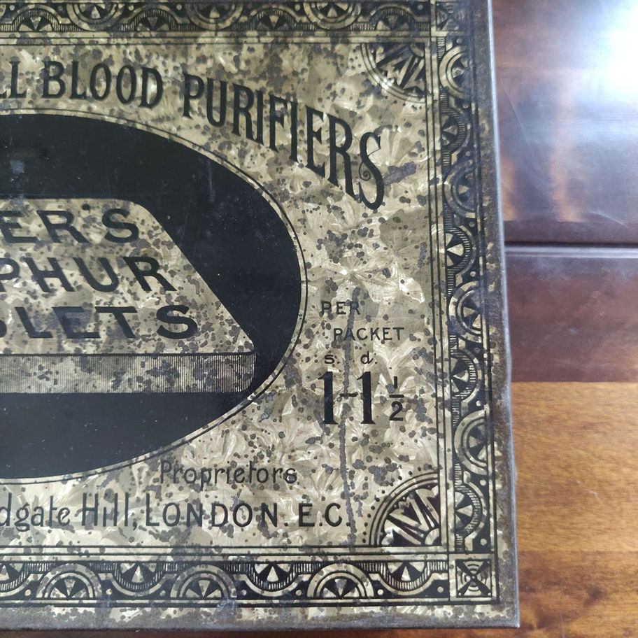 Antique Victorian frazers sulphur tablets tin