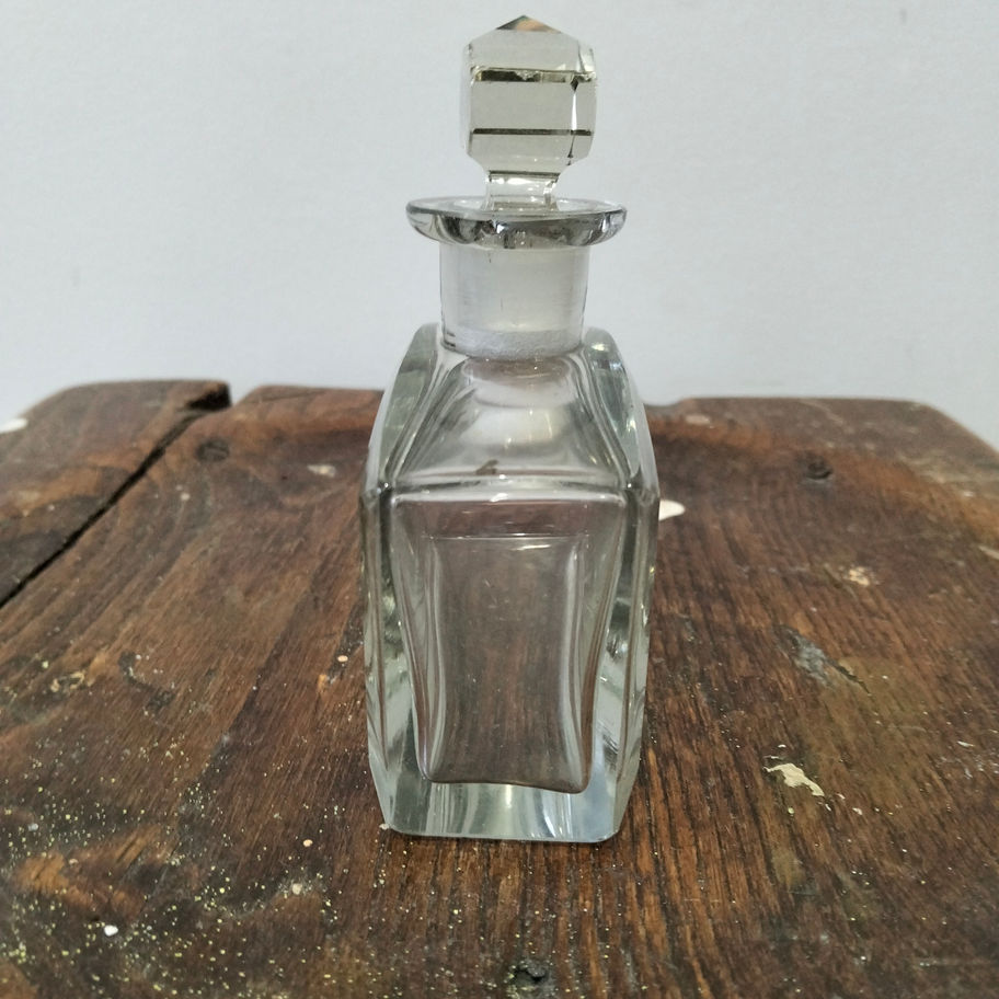 Vintage art deco style large heavy glass perfume bottle with original stopper
