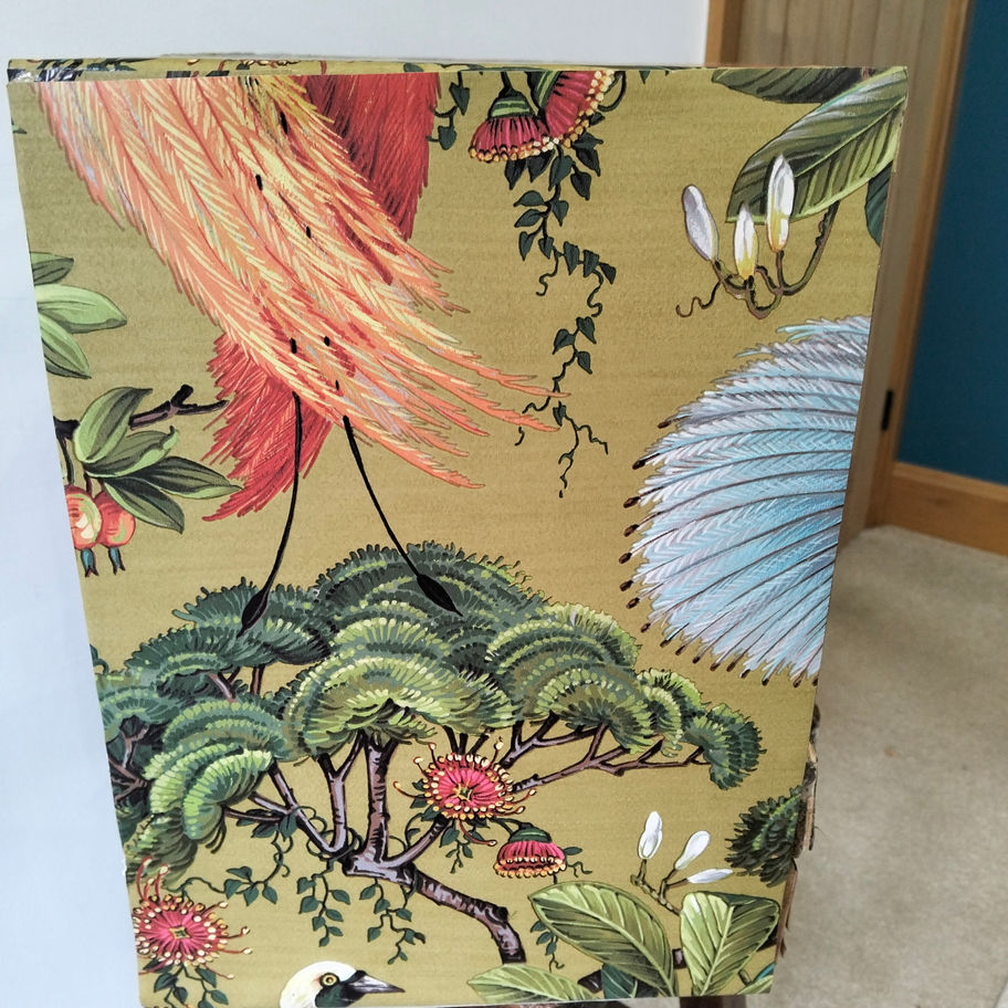 Vintage Upcycled Chinoiserie style wallpaper Six-Drawer Storage Cabinet