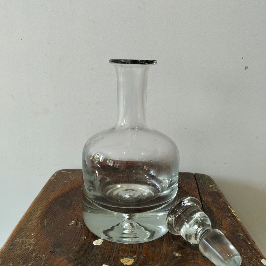 Vintage Krosno Clear Glass Globe Decanter with Stopper | Classic Barware