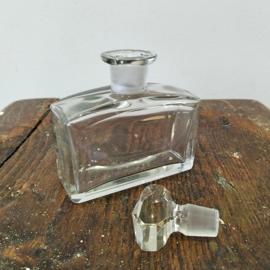 Vintage art deco style large heavy glass perfume bottle with original stopper