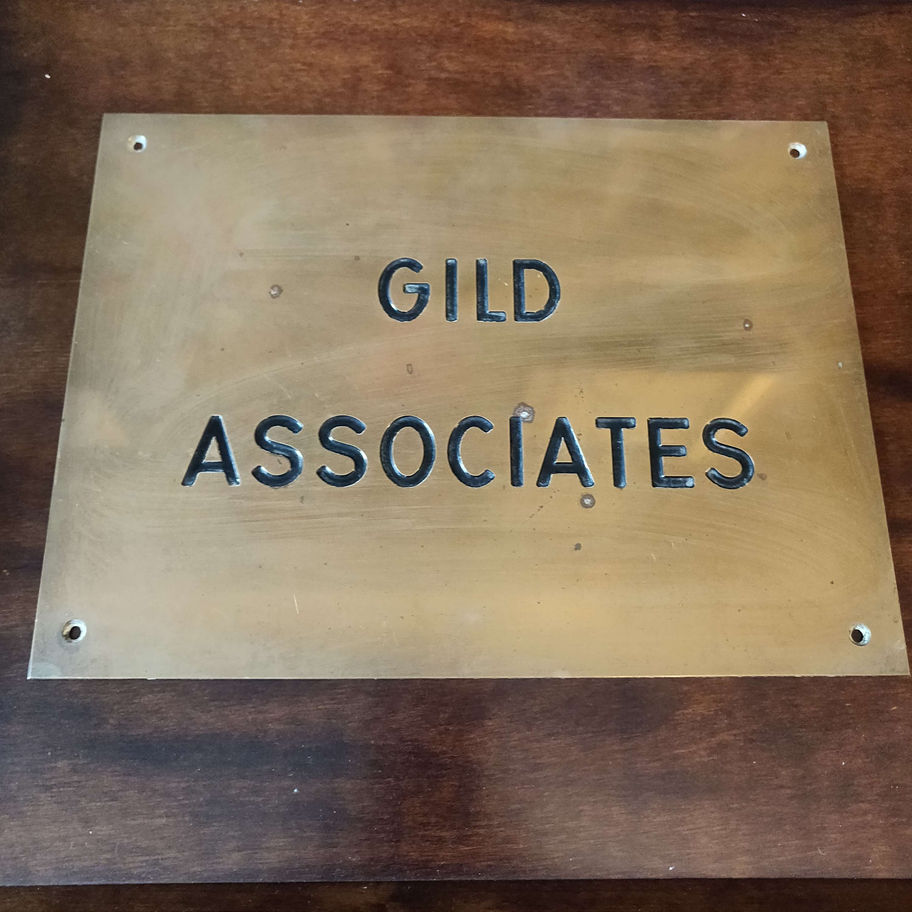 Vintage brass name plate gild associates
