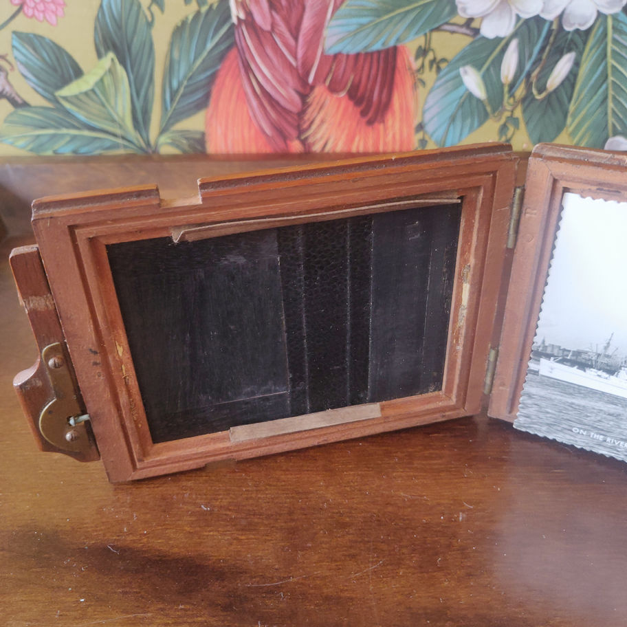 Antique late 19th century Victorian mahogany half plate photo slide holder