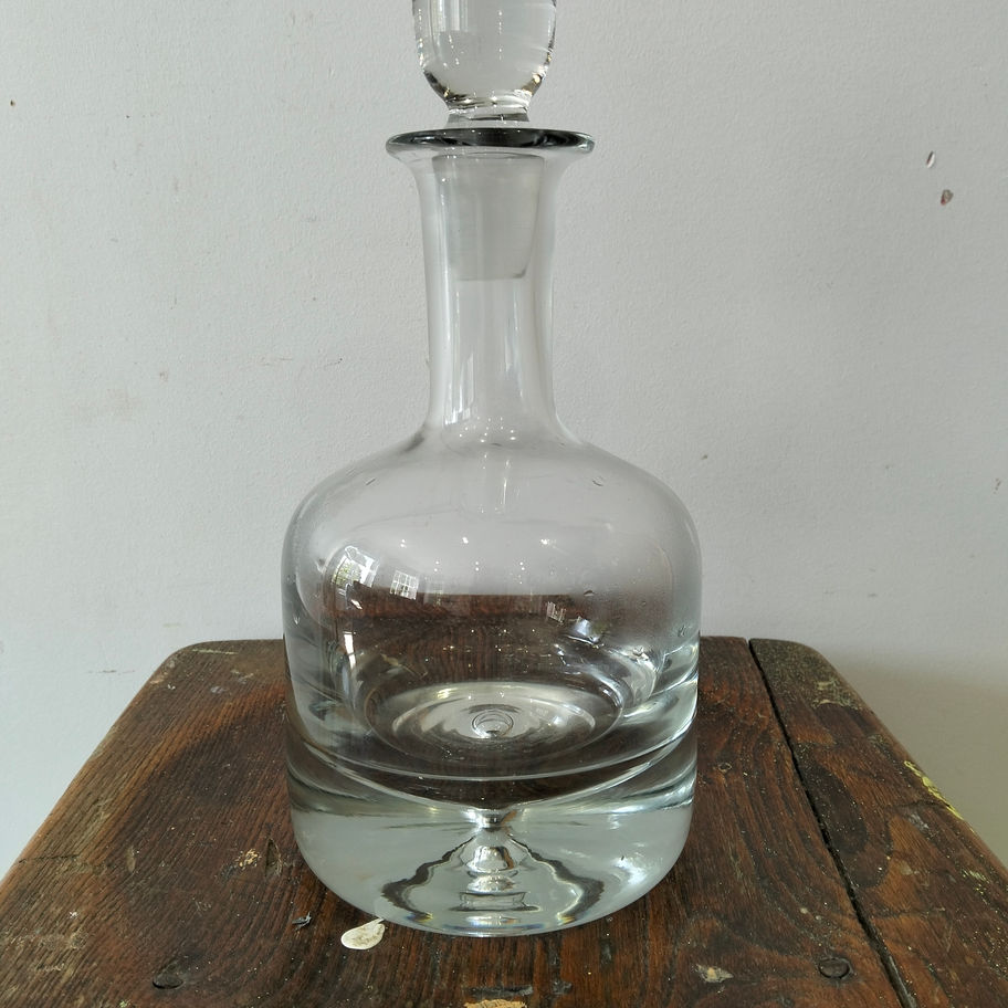 Vintage Krosno Clear Glass Globe Decanter with Stopper | Classic Barware