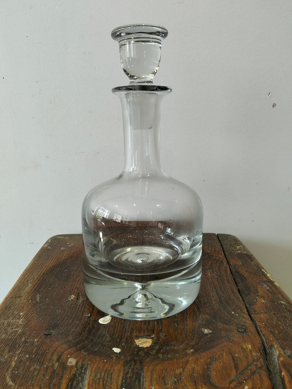 Vintage Krosno Clear Glass Globe Decanter with Stopper | Classic Barware