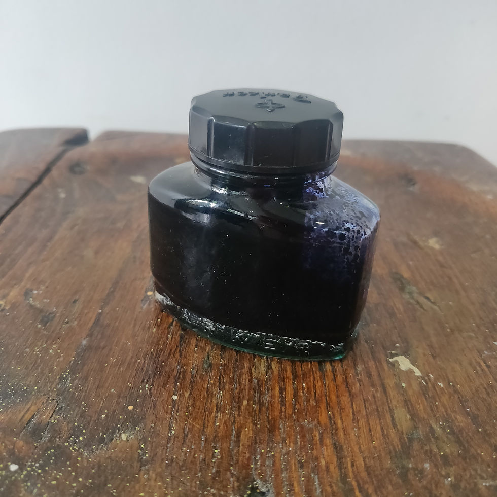 Vintage Parker empty glass ink bottle ( remnants of ink still remain)