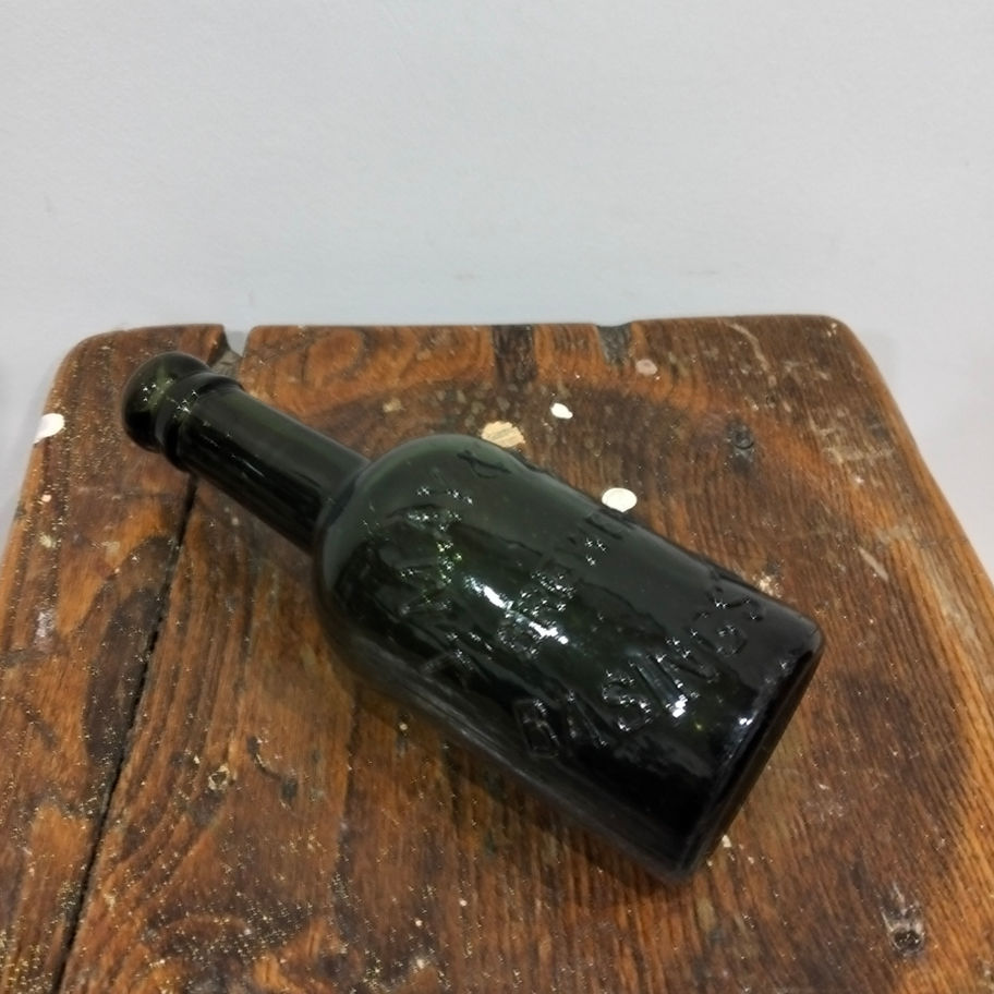 Antique Victorian late 19th or early 20th century J May brewery green bottle
