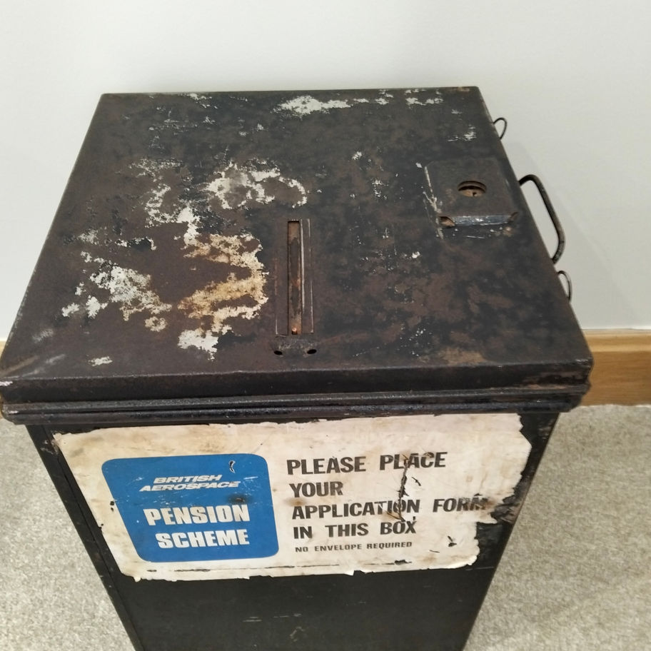 Vintage British Aerospace Pension Scheme Industrial Metal Application Box No. 17