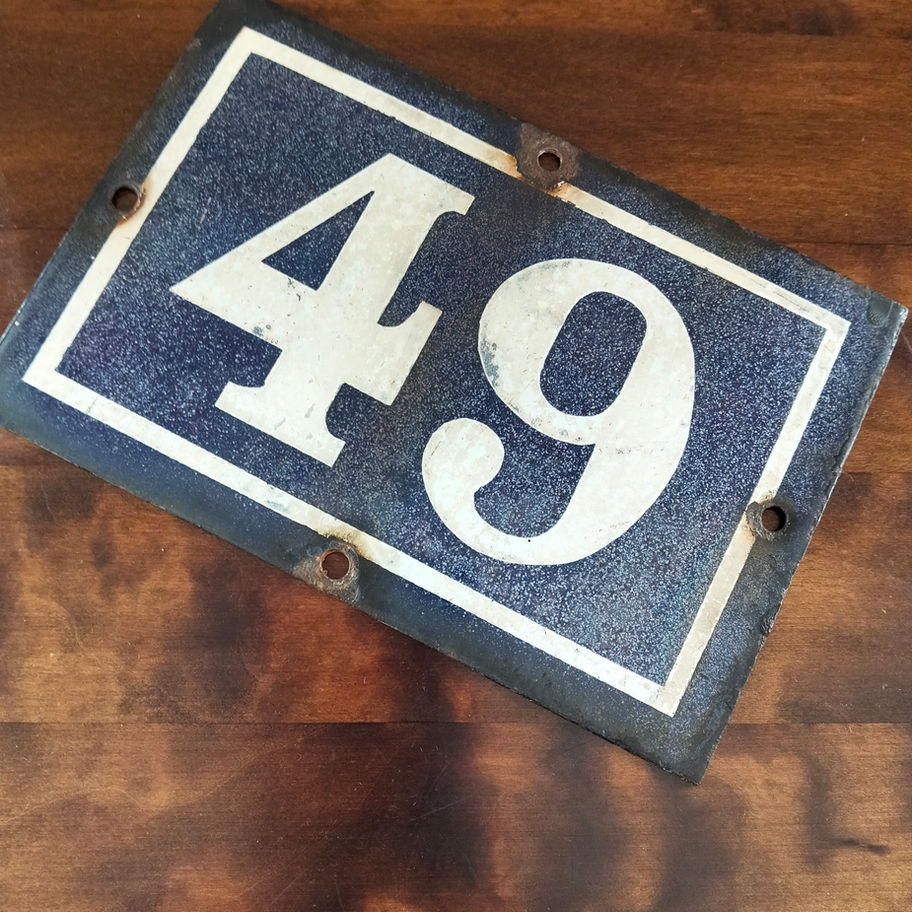 Vintage French Enamel House Number Plaque – No. 49